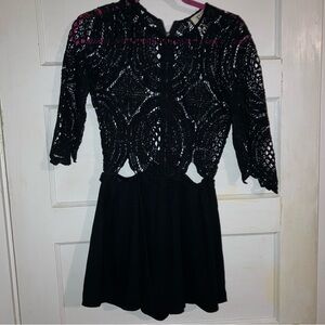 Black Crochet Lace Romper